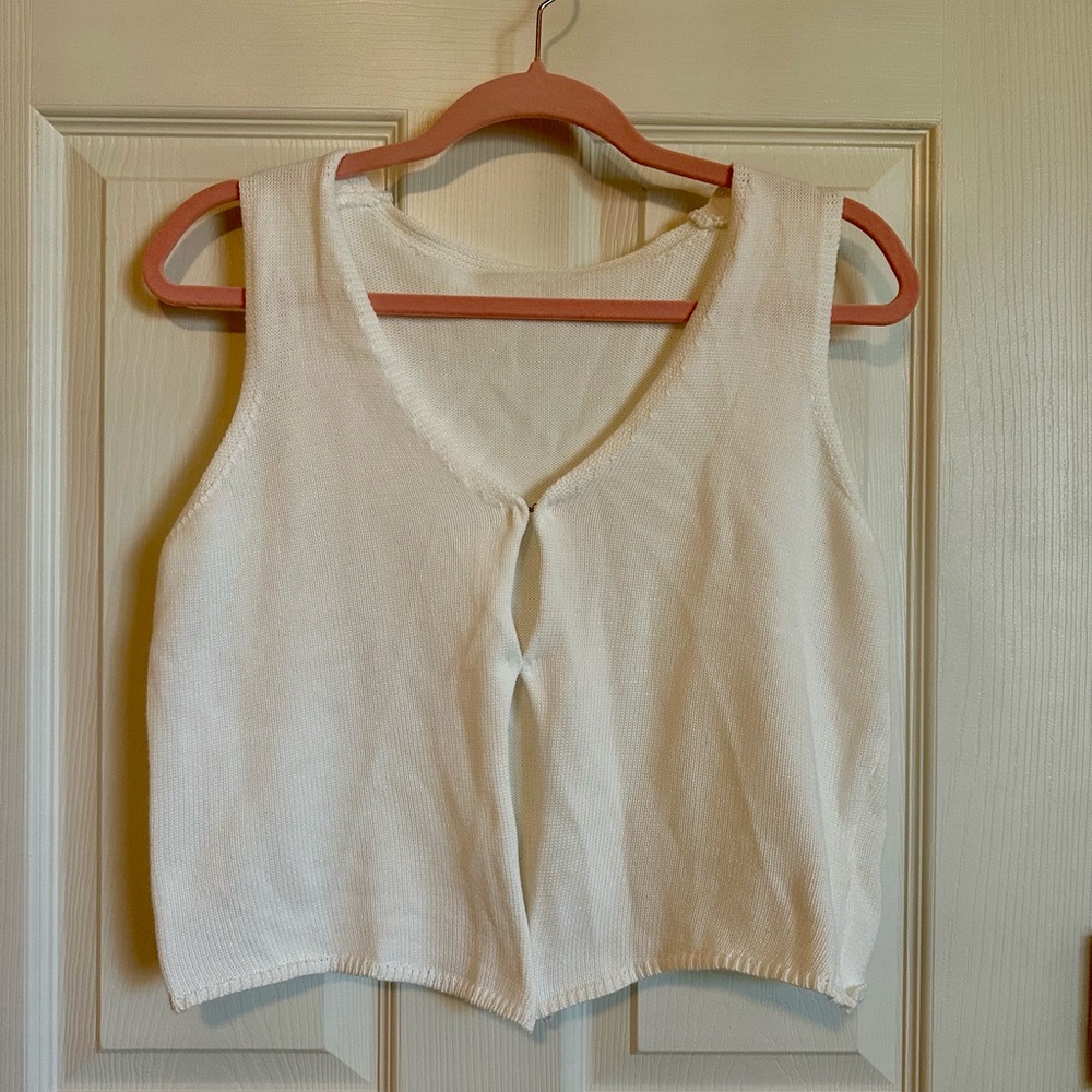 White Sleeveless Knit Top
